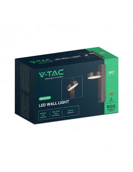 23405-Applique LED da Muro  dal Design Rotondo con porta USB e Angolo del Fascio Luminoso Regolabile  in Metallo Colore Nero -2