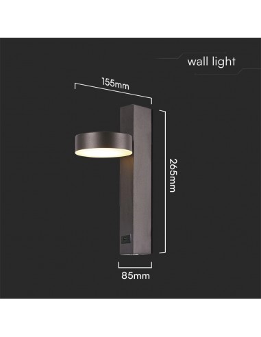 23405-Applique LED da Muro  dal Design Rotondo con porta USB e Angolo del Fascio Luminoso Regolabile  in Metallo Colore Nero -3