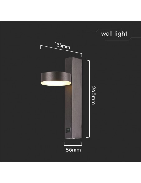 23405-Applique LED da Muro  dal Design Rotondo con porta USB e Angolo del Fascio Luminoso Regolabile  in Metallo Colore Nero -3
