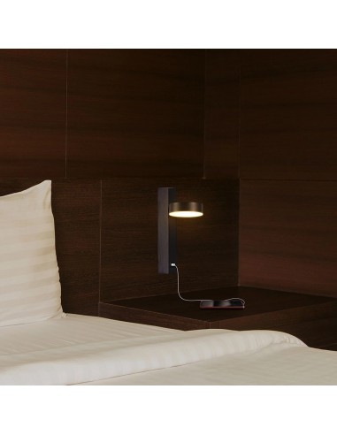 23405-Applique LED da Muro  dal Design Rotondo con porta USB e Angolo del Fascio Luminoso Regolabile  in Metallo Colore Nero -4