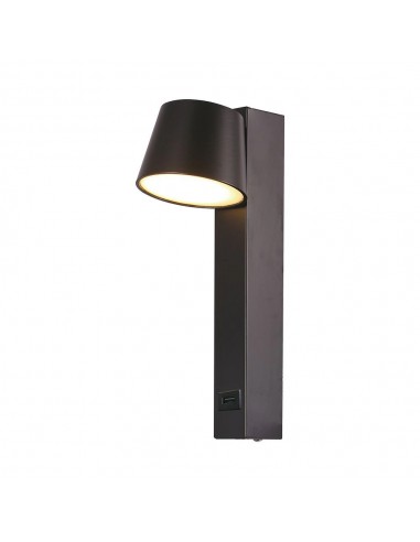23406-Applique LED da Muro  dal Design Cilindrico con Porta USB e Angolo del Fascio Luminoso Regolabile  in Metallo Colore Nero 