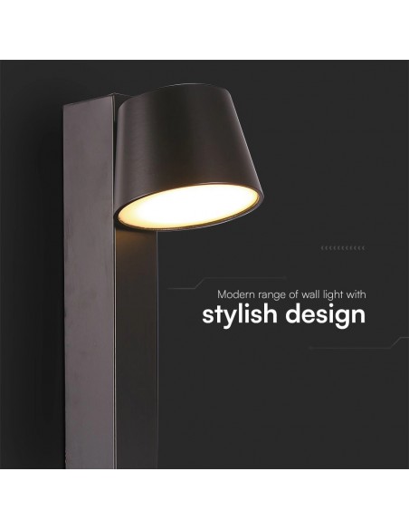 Applique LED da Muro 8W dal Design Cilindrico con Porta USB e Angolo del Fascio Luminoso Regolabile 180° in Metallo Nero 3000K