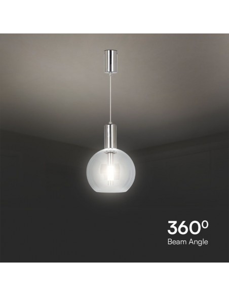 5W LED Pendant Chandelier with Contemporary Design with Transparent Glass Sphere 200*1905mm Steel Color Elegant Finish 3000K