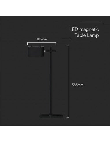 23411-Lampada LED da Tavolo Magnetica  con Batteria Ricaricabile USB C Colore Nero Touch Dimmerabile in-3