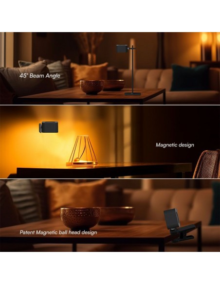 23411-Lampada LED da Tavolo Magnetica  con Batteria Ricaricabile USB C Colore Nero Touch Dimmerabile in-4