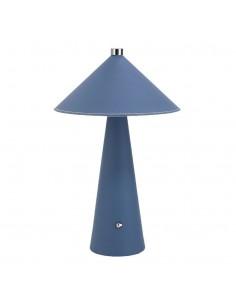 23414-Lampada LED da Tavolo  con Batteria Ricaricabile USB C Colore Blu in Metallo Mantello in pelle Touch Dimmerabile in-1