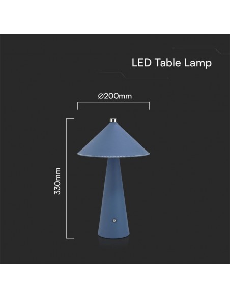 23414-Lampada LED da Tavolo  con Batteria Ricaricabile USB C Colore Blu in Metallo Mantello in pelle Touch Dimmerabile in-3
