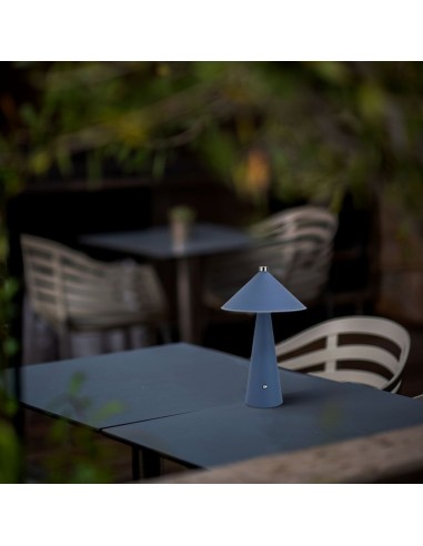 23414-Lampada LED da Tavolo  con Batteria Ricaricabile USB C Colore Blu in Metallo Mantello in pelle Touch Dimmerabile in-5