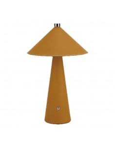 23415-Lampada LED da Tavolo  con Batteria Ricaricabile USB C Colore Giallo in Metallo Mantello in pelle Touch Dimmerabile in-1