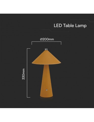 23415-Lampada LED da Tavolo  con Batteria Ricaricabile USB C Colore Giallo in Metallo Mantello in pelle Touch Dimmerabile in-3