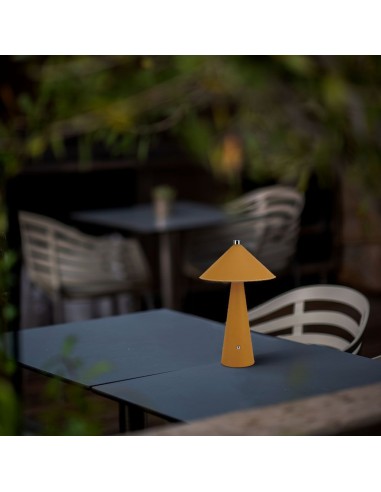 23415-Lampada LED da Tavolo  con Batteria Ricaricabile USB C Colore Giallo in Metallo Mantello in pelle Touch Dimmerabile in-5