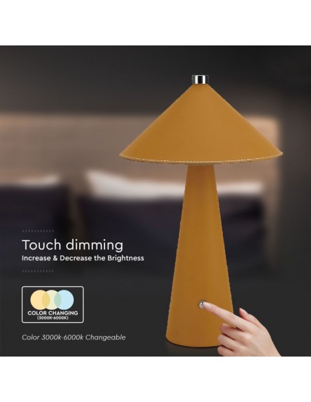 23415-Lampada LED da Tavolo  con Batteria Ricaricabile USB C Colore Giallo in Metallo Mantello in pelle Touch Dimmerabile in-7