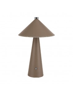 23416-Lampada LED da Tavolo  con Batteria Ricaricabile USB C Colore Marrone in Metallo Mantello in pelle Touch Dimmerabile in-1