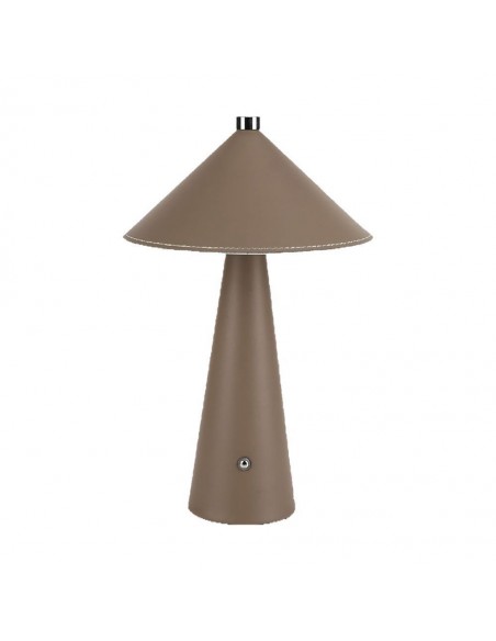 23416-Lampada LED da Tavolo  con Batteria Ricaricabile USB C Colore Marrone in Metallo Mantello in pelle Touch Dimmerabile in-1