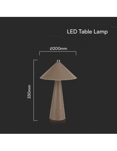 23416-Lampada LED da Tavolo  con Batteria Ricaricabile USB C Colore Marrone in Metallo Mantello in pelle Touch Dimmerabile in-3