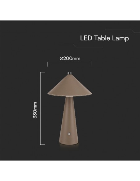 23416-Lampada LED da Tavolo  con Batteria Ricaricabile USB C Colore Marrone in Metallo Mantello in pelle Touch Dimmerabile in-3