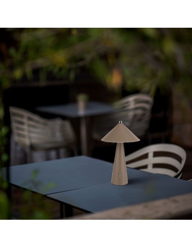 23416-Lampada LED da Tavolo  con Batteria Ricaricabile USB C Colore Marrone in Metallo Mantello in pelle Touch Dimmerabile in-5