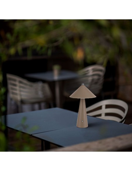 23416-Lampada LED da Tavolo  con Batteria Ricaricabile USB C Colore Marrone in Metallo Mantello in pelle Touch Dimmerabile in-5