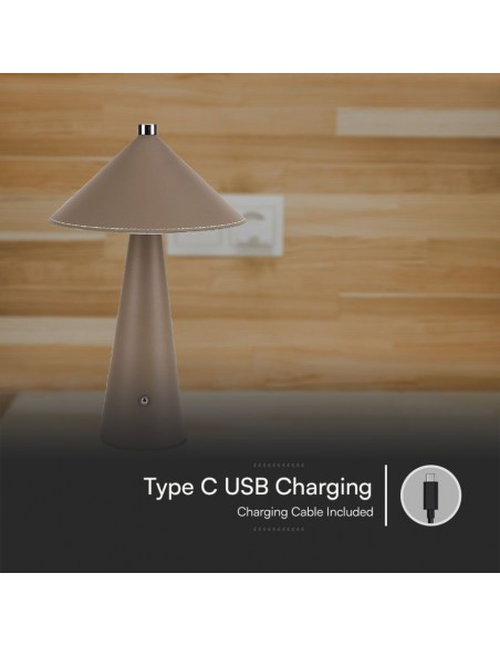 Lampada LED da Tavolo 3W con Batteria Ricaricabile USB C Marrone in Metallo Mantello in pelle Touch Dimmerabile 3in1