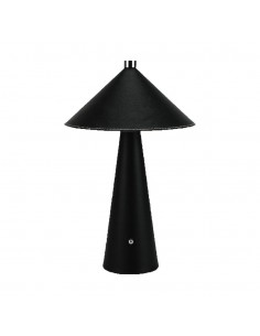 23417-Lampada LED da Tavolo  con Batteria Ricaricabile USB C Colore Nero in Metallo Mantello in pelle Touch Dimmerabile in-1