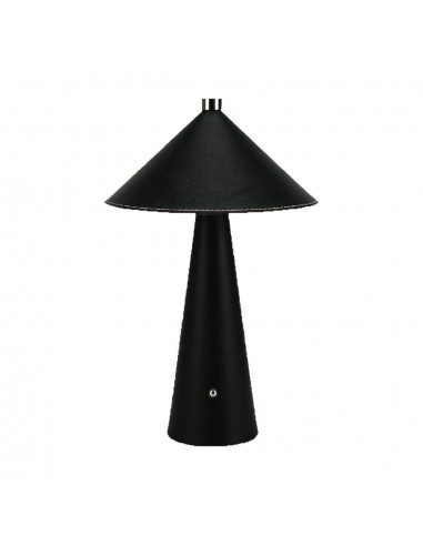 23417-Lampada LED da Tavolo  con Batteria Ricaricabile USB C Colore Nero in Metallo Mantello in pelle Touch Dimmerabile in-1