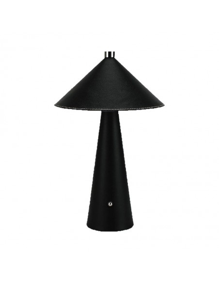 23417-Lampada LED da Tavolo  con Batteria Ricaricabile USB C Colore Nero in Metallo Mantello in pelle Touch Dimmerabile in-1