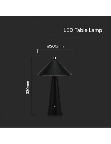 23417-Lampada LED da Tavolo  con Batteria Ricaricabile USB C Colore Nero in Metallo Mantello in pelle Touch Dimmerabile in-3