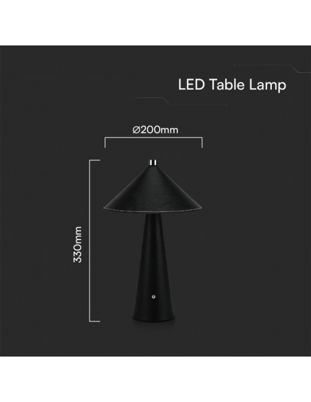 23417-Lampada LED da Tavolo  con Batteria Ricaricabile USB C Colore Nero in Metallo Mantello in pelle Touch Dimmerabile in-3