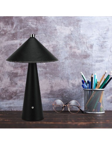 23417-Lampada LED da Tavolo  con Batteria Ricaricabile USB C Colore Nero in Metallo Mantello in pelle Touch Dimmerabile in-4