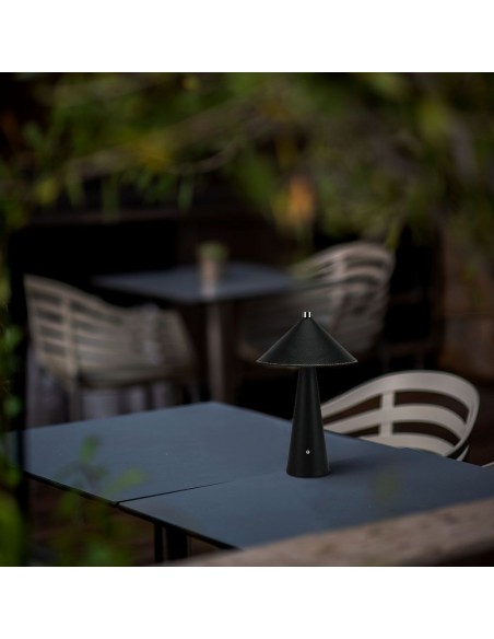 23417-Lampada LED da Tavolo  con Batteria Ricaricabile USB C Colore Nero in Metallo Mantello in pelle Touch Dimmerabile in-5