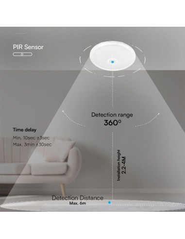 23418-Plafoniera LED Chip Samsung Rotonda  con Sensore PIR Colore Bianco in-2