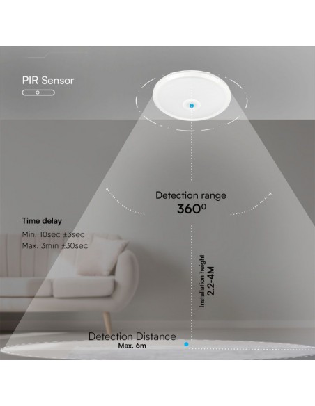 23418-Plafoniera LED Chip Samsung Rotonda  con Sensore PIR Colore Bianco in-2