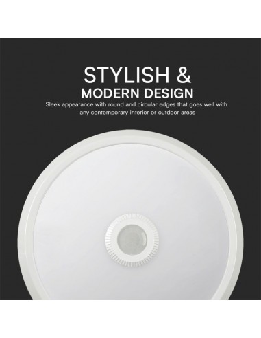 23418-Plafoniera LED Chip Samsung Rotonda  con Sensore PIR Colore Bianco in-5
