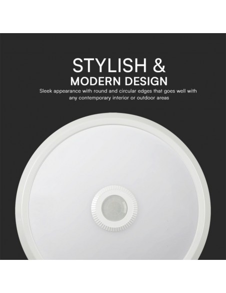23418-Plafoniera LED Chip Samsung Rotonda  con Sensore PIR Colore Bianco in-5