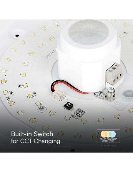 23418-Plafoniera LED Chip Samsung Rotonda  con Sensore PIR Colore Bianco in-6