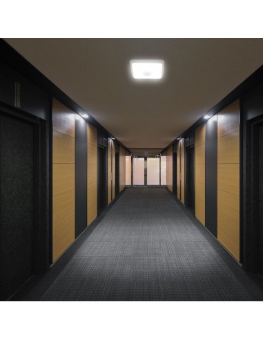 23419-Plafoniera LED Chip Samsung Quadrata  con Sensore PIR Colore Bianco in-4