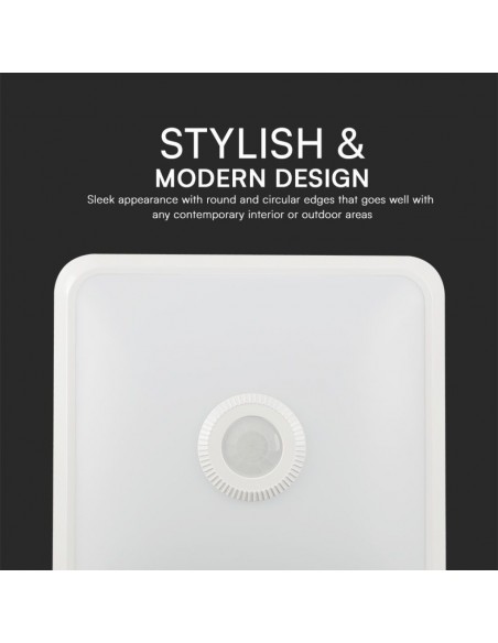 23419-Plafoniera LED Chip Samsung Quadrata  con Sensore PIR Colore Bianco in-6