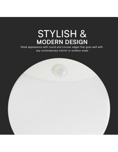 23420-Plafoniera LED Chip Samsung Rotonda  con Sensore PIR Colore Bianco in IP-6