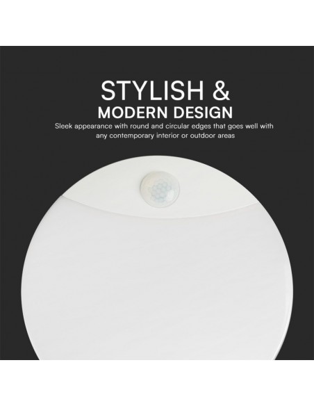 23420-Plafoniera LED Chip Samsung Rotonda  con Sensore PIR Colore Bianco in IP-6