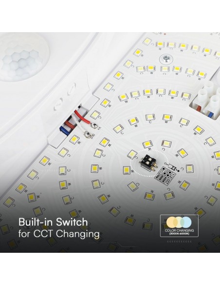Plafoniera LED Chip Samsung Rotonda 15W con Sensore PIR Bianco 3in1 IP44