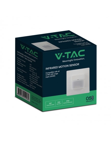 23425-Sensore PIR a Infrarossi  Rilevamento a  Montaggio a Muro Colore Bianco-2