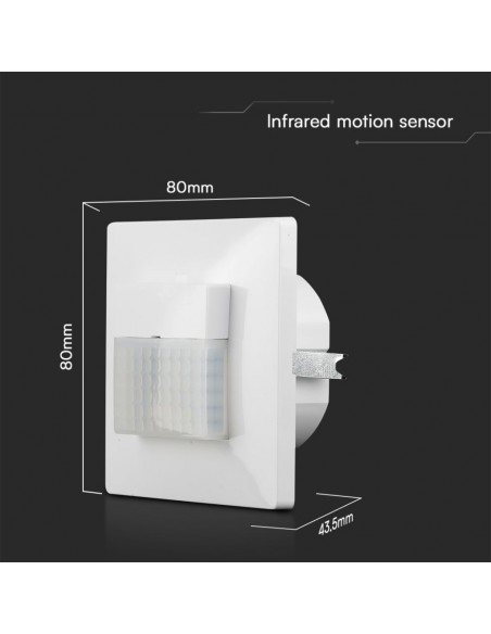 23425-Sensore PIR a Infrarossi  Rilevamento a  Montaggio a Muro Colore Bianco-3