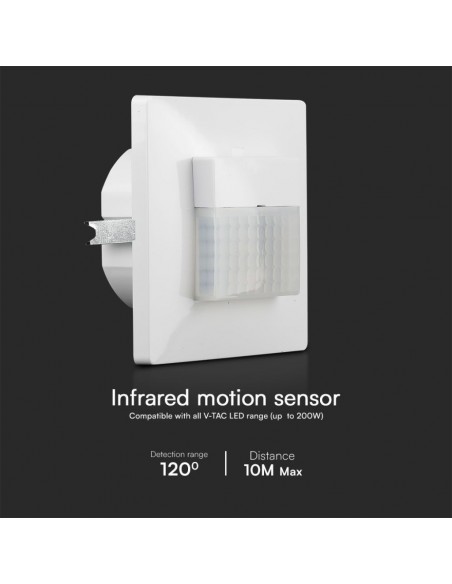 23425-Sensore PIR a Infrarossi  Rilevamento a  Montaggio a Muro Colore Bianco-5