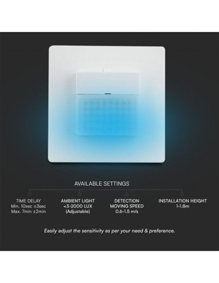 23425-Sensore PIR a Infrarossi  Rilevamento a  Montaggio a Muro Colore Bianco-6