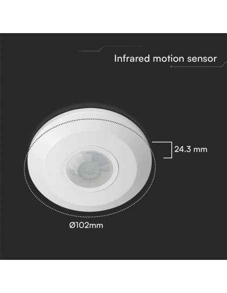23427-Sensore PIR a Infrarossi  Rilevamento a  Montaggio a Plafone Colore Bianco-3