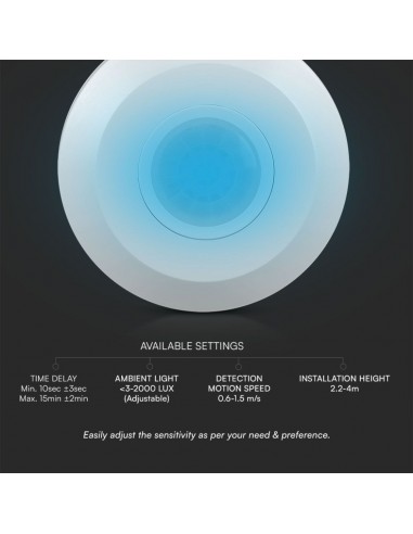 23427-Sensore PIR a Infrarossi  Rilevamento a  Montaggio a Plafone Colore Bianco-6