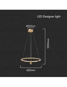 23432-Lampadario LED a Sospensione Circolare  dal Design Regolabile Moderno e Elegante in Metallo xmm Colore Oro Spazzolato -1 2