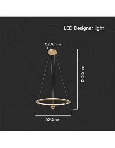 23432-Lampadario LED a Sospensione Circolare  dal Design Regolabile Moderno e Elegante in Metallo xmm Colore Oro Spazzolato -2