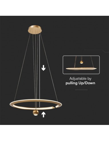23432-Lampadario LED a Sospensione Circolare  dal Design Regolabile Moderno e Elegante in Metallo xmm Colore Oro Spazzolato -6
