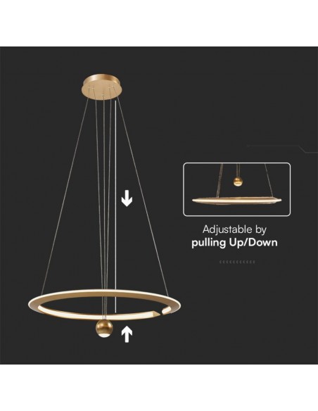 23432-Lampadario LED a Sospensione Circolare  dal Design Regolabile Moderno e Elegante in Metallo xmm Colore Oro Spazzolato -6